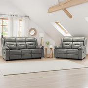 Novie Grey Faux Leather 3+2 Seater Manual Recliner Sofa Set
