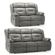Novie Grey Faux Leather 3+2 Seater Manual Recliner Sofa Set