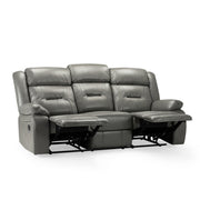 Novie Grey Faux Leather 3 Seater Manual Recliner Sofa