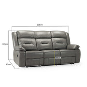 Novie Grey Faux Leather 3 Seater Manual Recliner Sofa