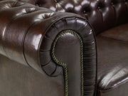 Old Bailey Chesterfield Sofa - Antique Brown 3 Seater - 215 CM 