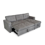 Omniya Grey Fabric Corner Pull Out Sofabed