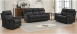 Oscar Suede Fabric Manuel Recliner Sofa Suite - Charcoal 3+2+1 Set 