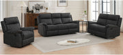 Oscar Suede Fabric Manuel Recliner Sofa Suite - Charcoal 3+2+1 Set 