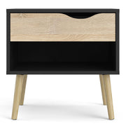 Oslo Bedside 1 Drawer in Black and Oak 