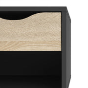 Oslo Bedside 1 Drawer in Black and Oak 