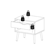 Oslo Bedside 1 Drawer in Black and Oak 