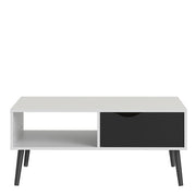 Oslo Coffee Table 1 Drawer 1 Shelf in White and Black Matt 
