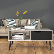 Oslo Coffee Table 1 Drawer 1 Shelf in White and Black Matt 