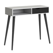 Oslo Console Table 1 Drawer 1 Shelf in White and Black Matt 