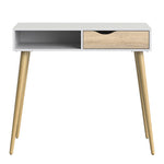 Oslo Console Table 1 Drawer 1 Shelf in White and Oak 