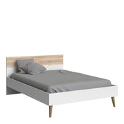 Oslo Euro Double Bed (140 x 200) in White and Oak 