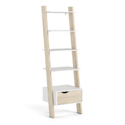 Oslo Leaning Bookcase 1 Drawer in White and Oak 