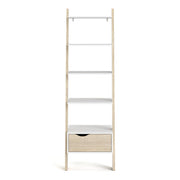 Oslo Leaning Bookcase 1 Drawer in White and Oak 