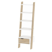 Oslo Leaning Bookcase 1 Drawer in White and Oak 