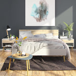 Oslo Package - Bedside 1 Drawer + Chest of 5 Drawers (2+3) + Wardrobe 3 Doors 3 Drawers in White and Oak 