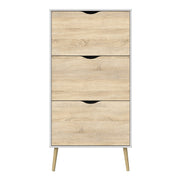 Oslo Shoe Cabinet 3 Drawers in White and Oak 