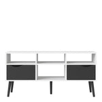 Oslo TV Unit Wide 2 Drawers 4 Shelves in White and Black Matt 