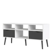 Oslo TV Unit Wide 2 Drawers 4 Shelves in White and Black Matt 