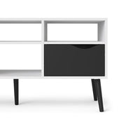 Oslo TV Unit Wide 2 Drawers 4 Shelves in White and Black Matt 