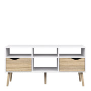 Oslo TV Unit Wide 2 Drawers 4 Shelves in White and Oak 