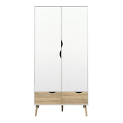 Oslo Wardrobe 2 Doors 2 Drawers in White and Oak 