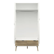 Oslo Wardrobe 2 Doors 2 Drawers in White and Oak 