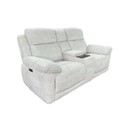 Owen Cream Fabric 2 Seater Electric Recliner Sofa with Console