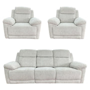 Owen Cream Fabric 3+1+1 Seater Electric Recliner Sofa Set