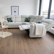 Owen Cream Fabric Electric Recliner Corner Sofa with Console