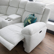 Owen Cream Fabric Electric Recliner Corner Sofa with Console