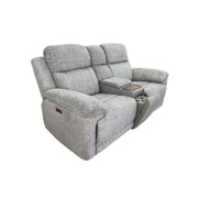 Owen Grey Fabric 2 Seater Electric Recliner Sofa with Console