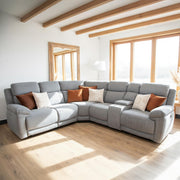 Owen Grey Fabric Electric Recliner Corner Sofa with Console
