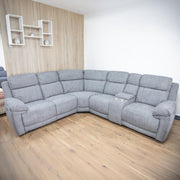 Owen Grey Fabric Electric Recliner Corner Sofa with Console