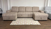Palermo U Shape Storage Sofa Bed - Beige