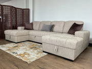 Palermo U Shape Storage Sofa Bed - Beige