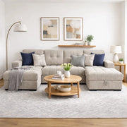 Palermo U Shape Storage Sofa Bed - Beige