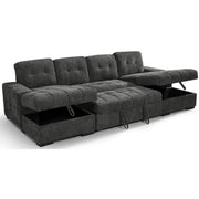 Palermo Grey Fabric U Shape Corner Sofa Bed - 318cm