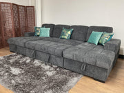 Palermo Grey Fabric U Shape Corner Sofa Bed - 318cm