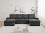 Palermo Grey Fabric U Shape Corner Sofa Bed - 318cm