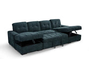Palermo Teal Fabric U Shape Corner Sofa Bed - 318cm