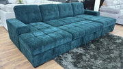 Palermo Teal Fabric U Shape Corner Sofa Bed - 318cm