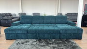Palermo Teal Fabric U Shape Corner Sofa Bed - 318cm