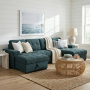 Palermo Teal Fabric U Shape Corner Sofa Bed - 318cm