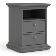 Paris 3 Piece Bundle, Bedside, Chest and 2 Door Wardrobe In Matt Grey 