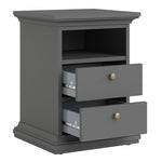 Paris 3 Piece Bundle, Bedside, Chest and 2 Door Wardrobe In Matt Grey 
