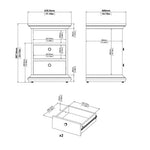 Paris 3 Piece Bundle, Bedside, Chest and 2 Door Wardrobe In Matt Grey 