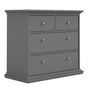 Paris 3 Piece Bundle, Bedside, Chest and 2 Door Wardrobe In Matt Grey 