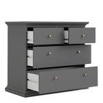 Paris 3 Piece Bundle, Bedside, Chest and 2 Door Wardrobe In Matt Grey 