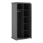 Paris 3 Piece Bundle, Bedside, Chest and 2 Door Wardrobe In Matt Grey 